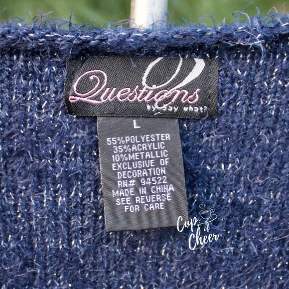 2/$30 Questions: Blue Fuzzy Sweater - Picture 3 of 4